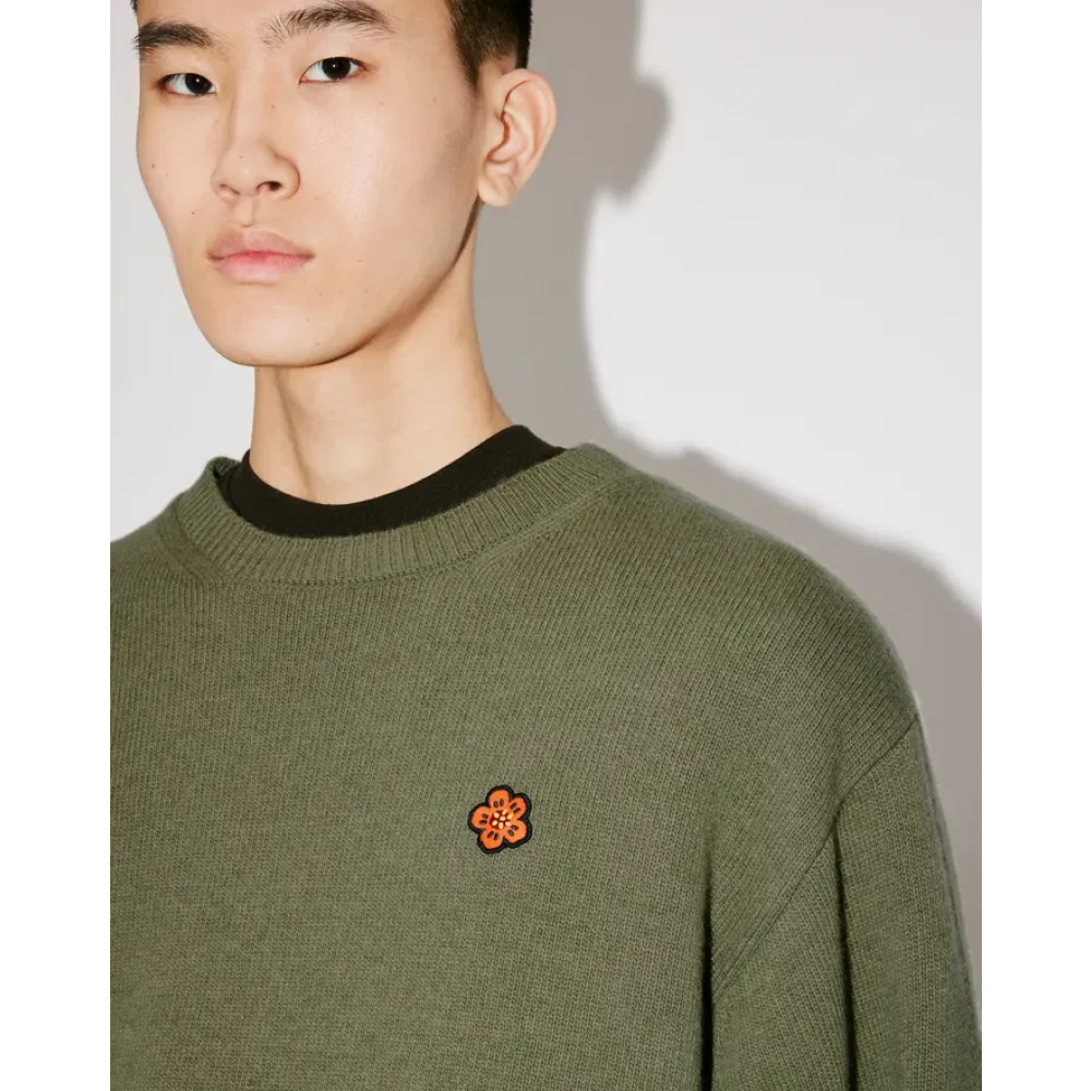 Kenzo Boke Flower Crest Sweater Green Heren