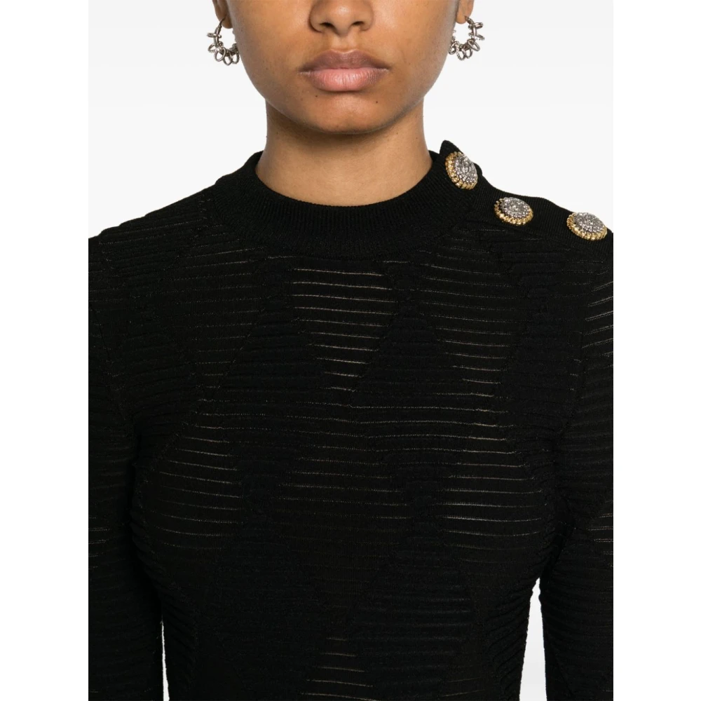 Balmain Zwarte Canallé Jersey Top Black Dames