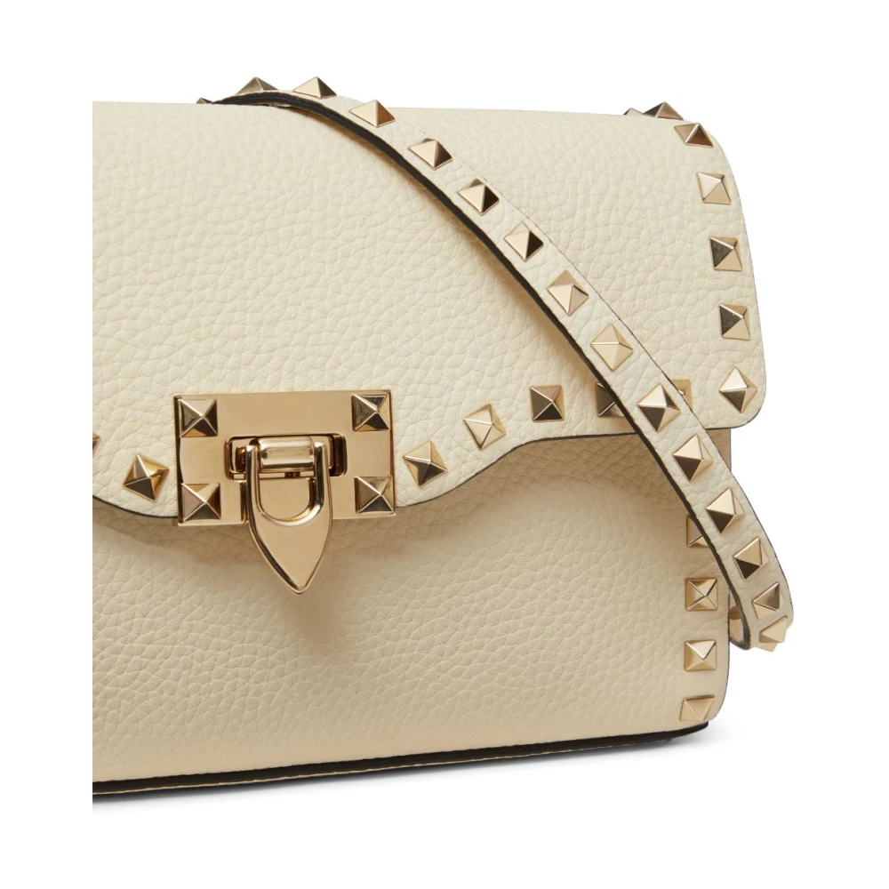 Valentino Garavani Rockstud Leren Schoudertas Beige Dames