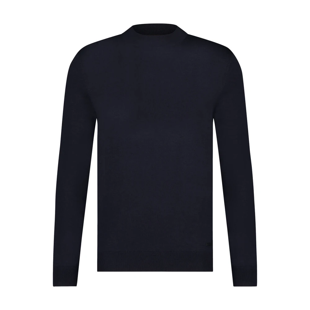 Born With Appetite Bessen Mockneck Pullover Merino Blue Heren