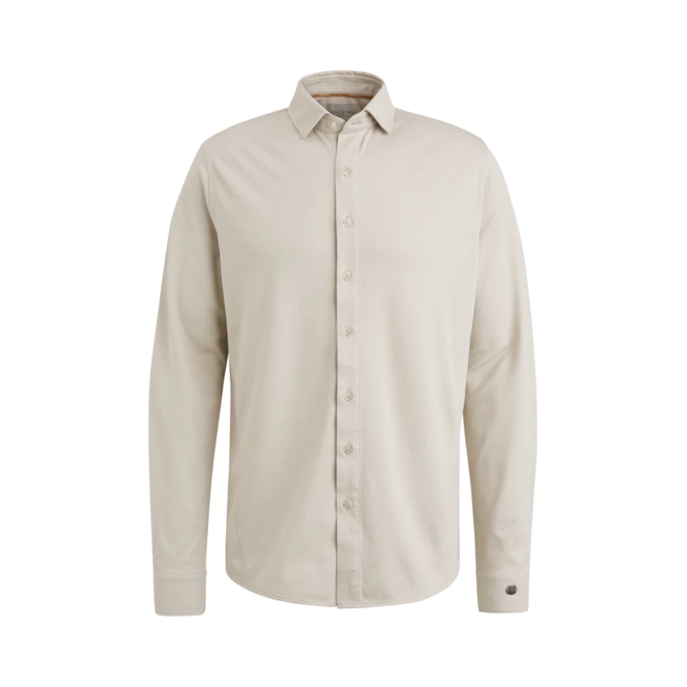 CAST IRON Heren Overhemden Long Sleeve Shirt Cf Tec Tone Interlock Jersey Beige