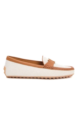Beige Läder Driving Skor