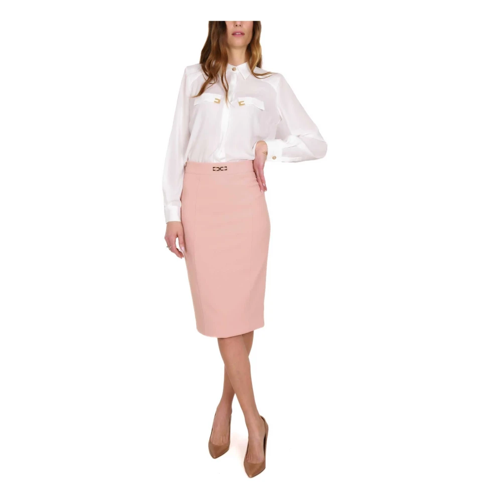 Elisabetta Franchi Roze kokerrok in crêpe Pink Dames