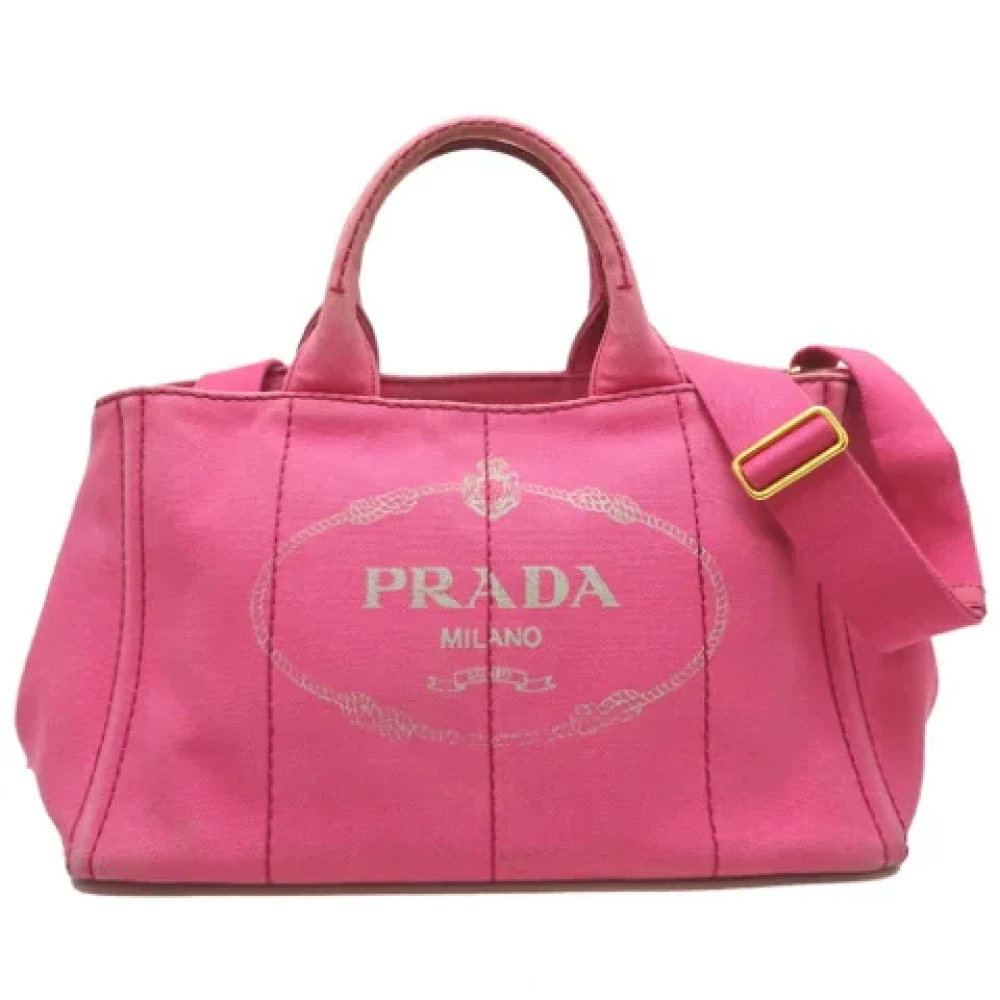 Prada Vintage Pre-owned Canvas handbags Pink Dames