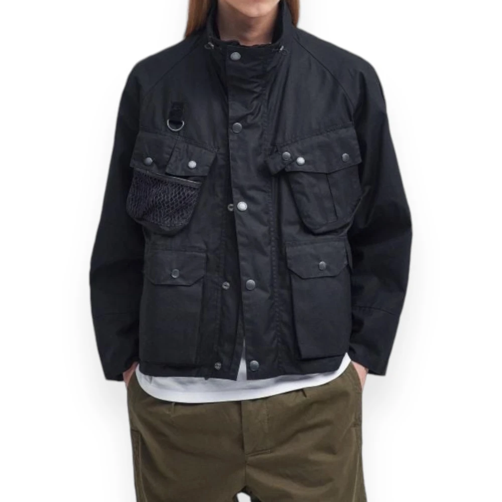 Barbour Waxjas met aangepaste Dryfly-stijl Black Heren