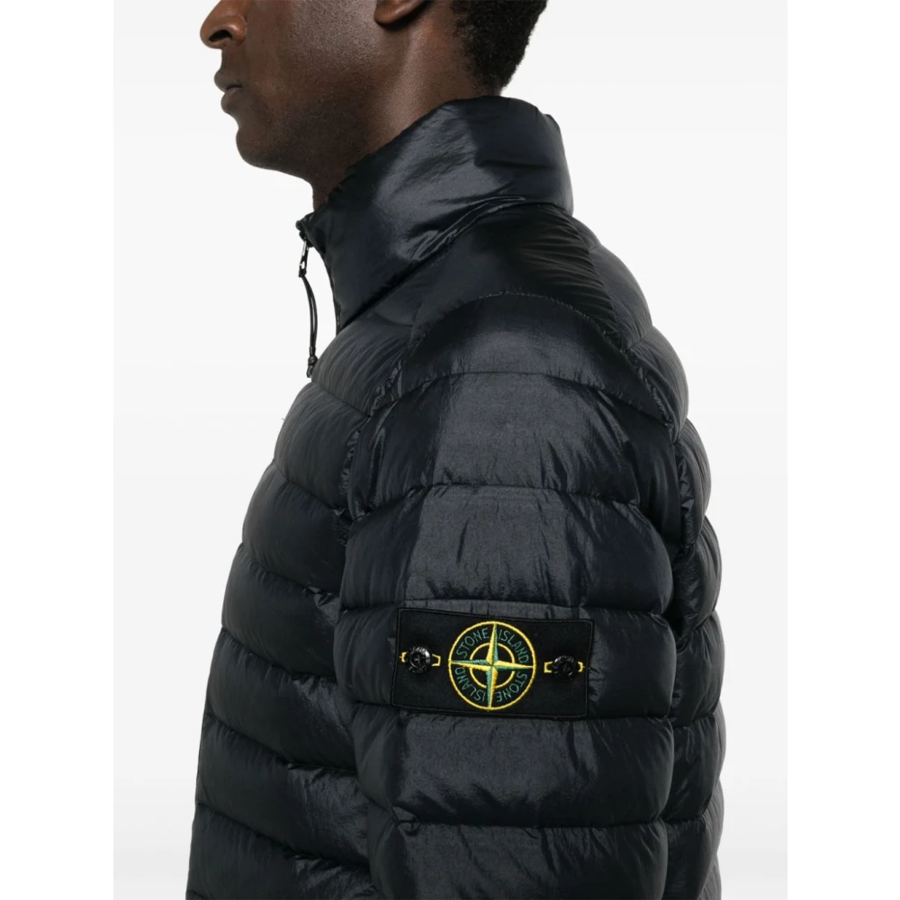 Stone Island Blauwe Nylon Pufferjas Blue Heren