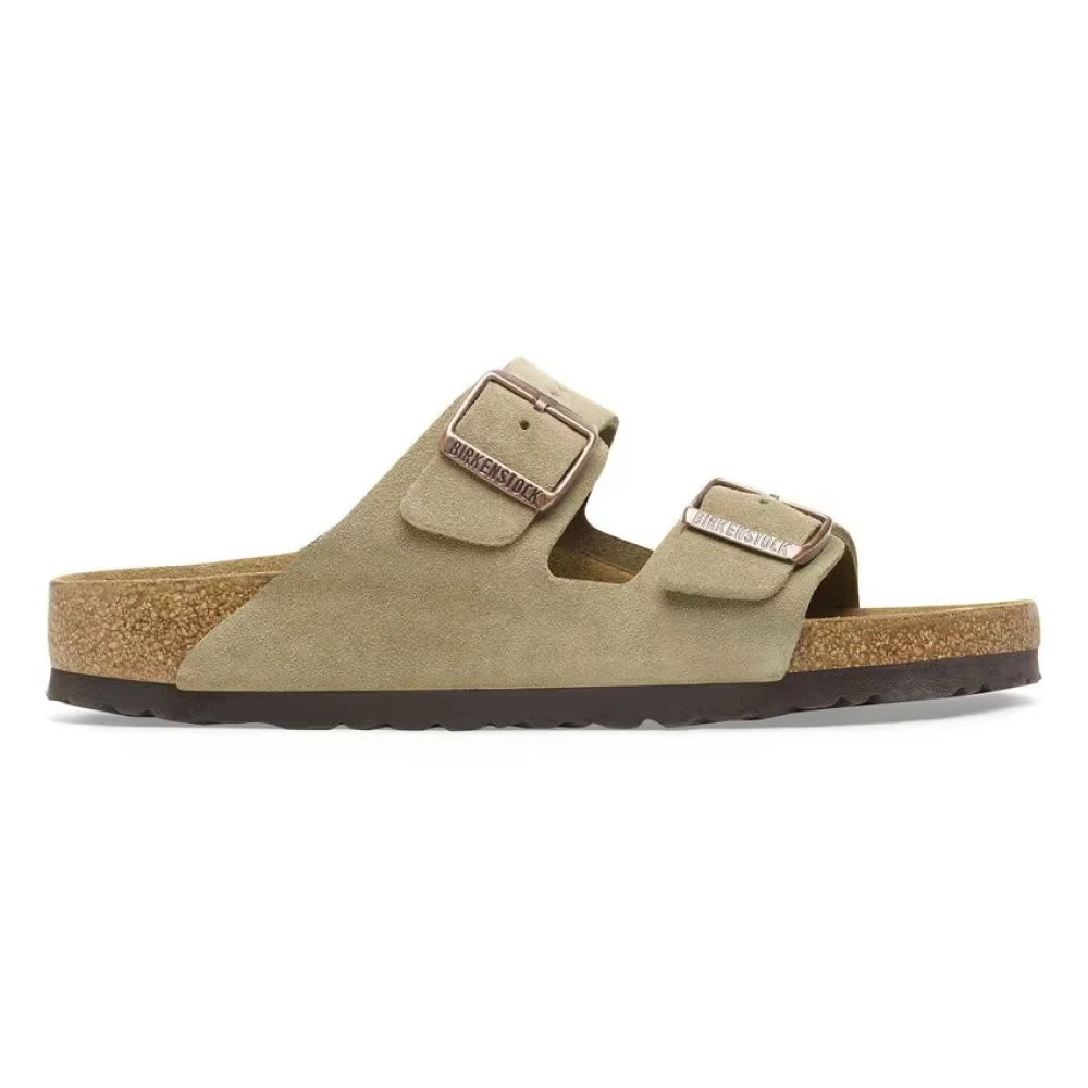 Birkenstock Men's Beige Arizona Suede Leather Sandals Narrow - Sliders - 11 Uk - Shoes