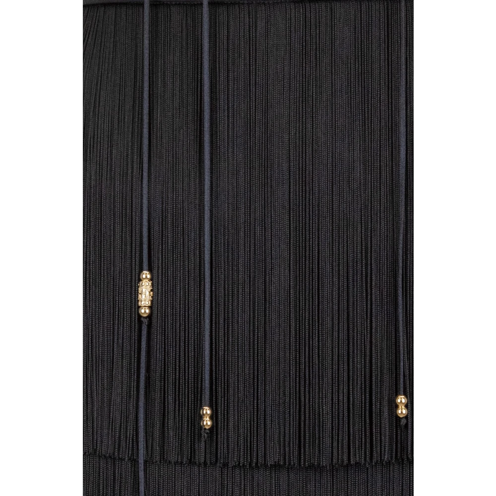 Elisabetta Franchi Korte Jurk met Franjes en Metalen Details Black Dames