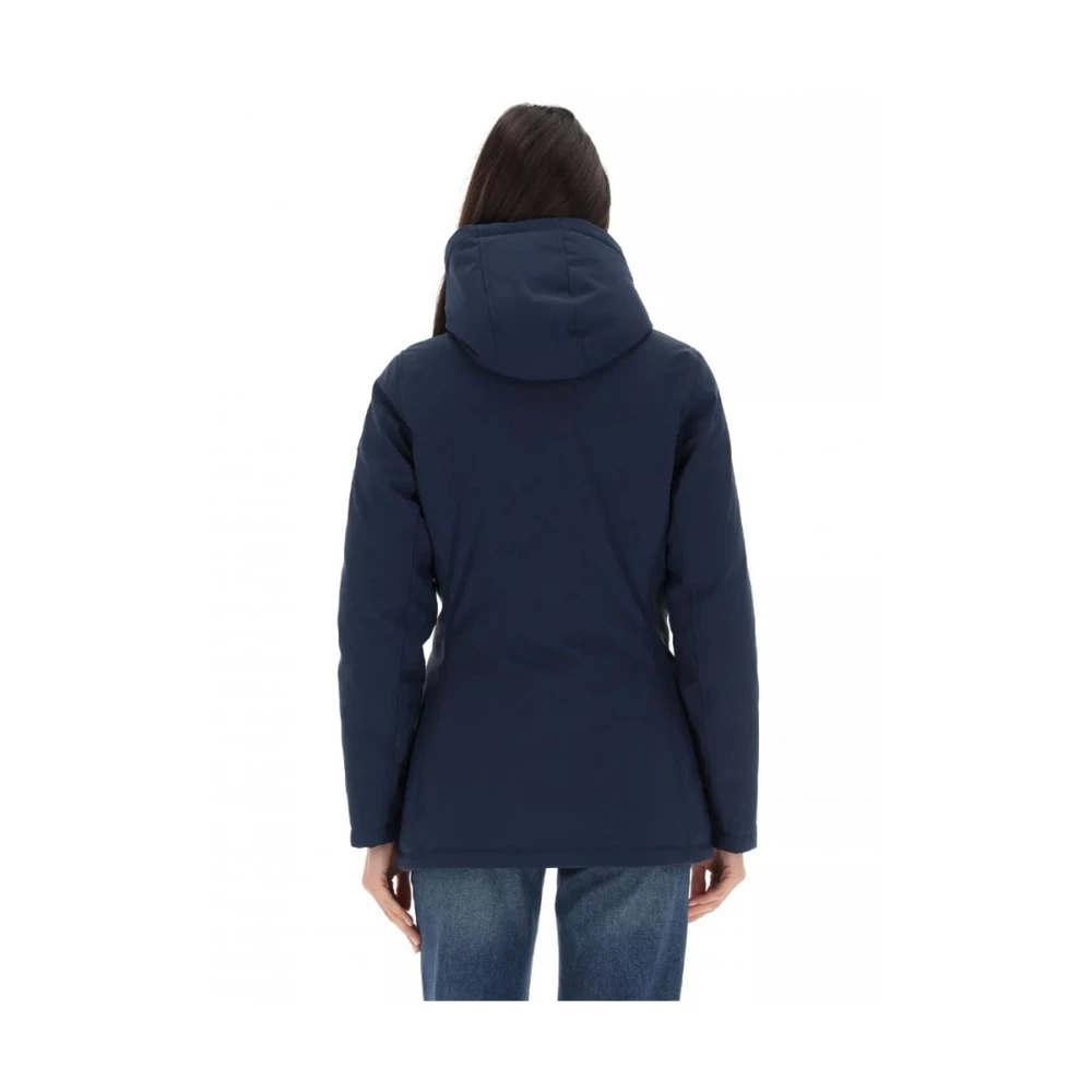 YES ZEE Blauwe Nylonjas met capuchon Blue Dames