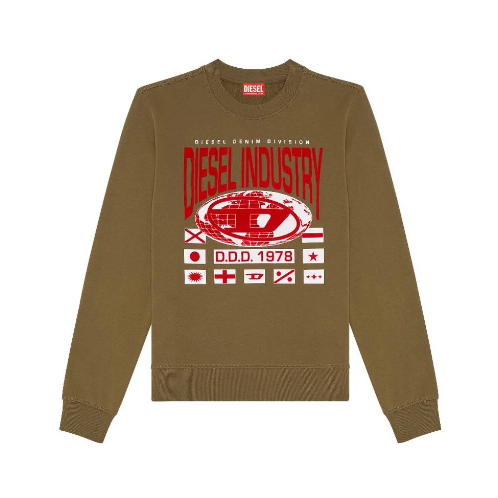 Diesel Grafische Katoenen Sweater Green Heren