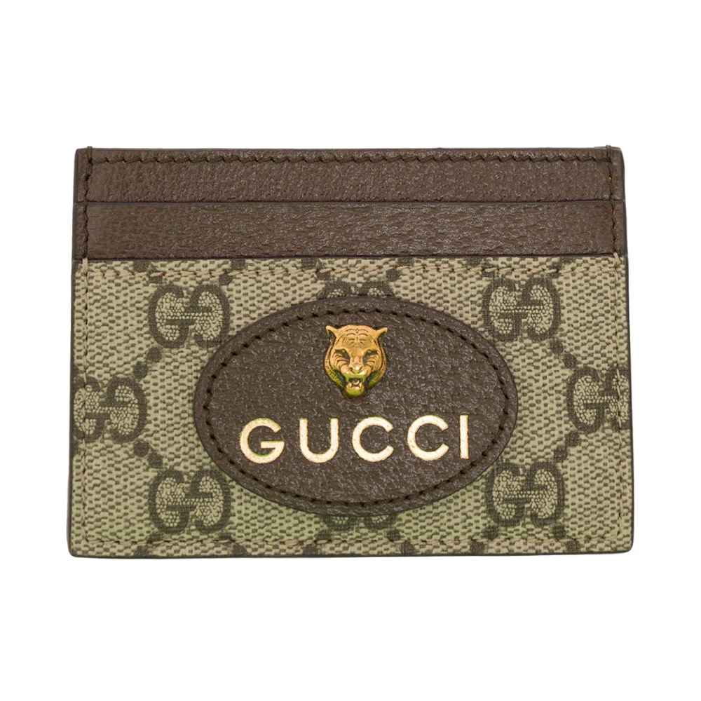 Gucci Beige GG Patroon Kaarthouder Portemonnee Multicolor Heren