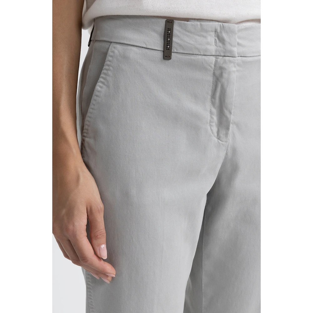 PESERICO Iconische 4718 katoen zijde gabardine en tencel broek Gray Dames