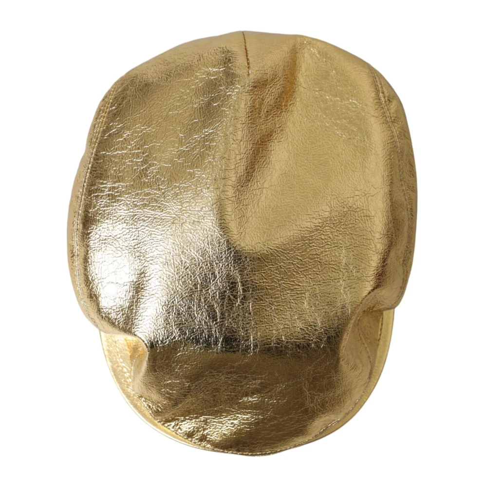 Dolce & Gabbana Metallic Goud Logo Newsboy Cap Yellow Heren