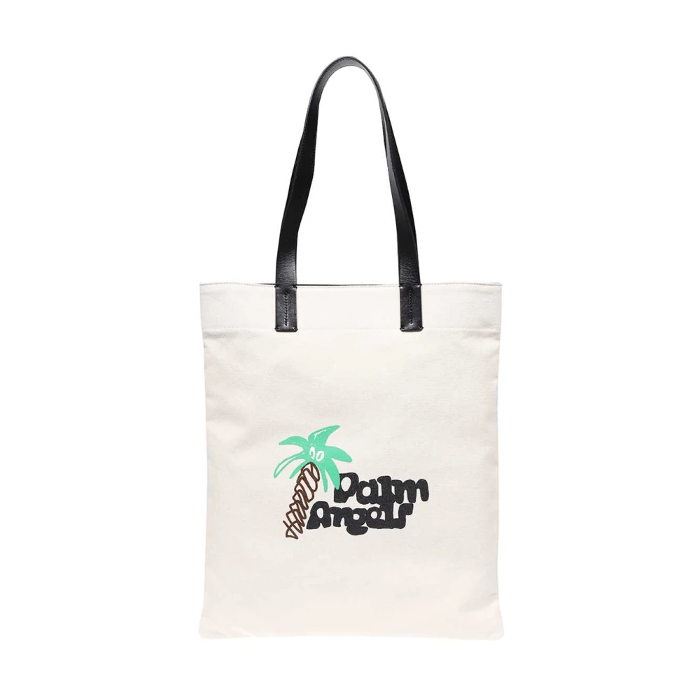 Palm Angels Logo Detail Tote Tas Beige Heren