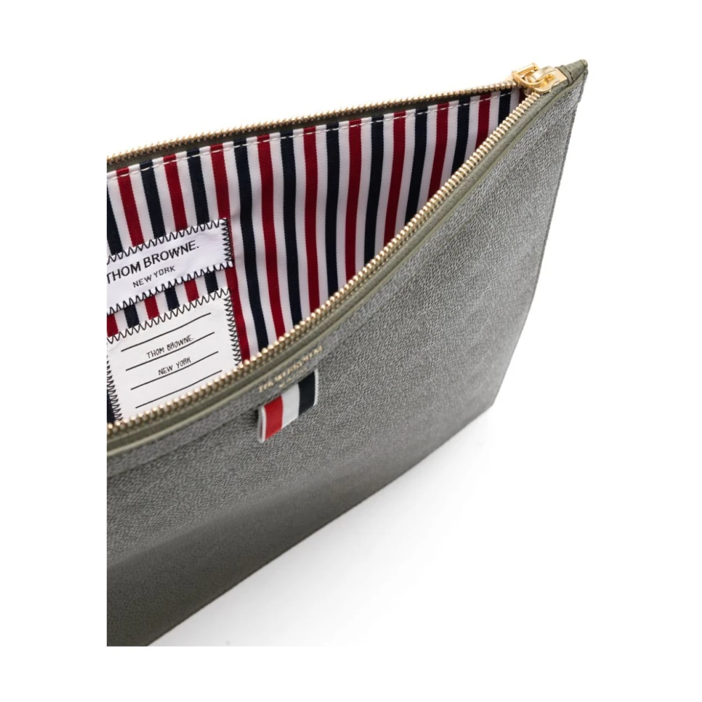 Thom Browne Documentenhouder van Pebble Grain Leer Green Heren