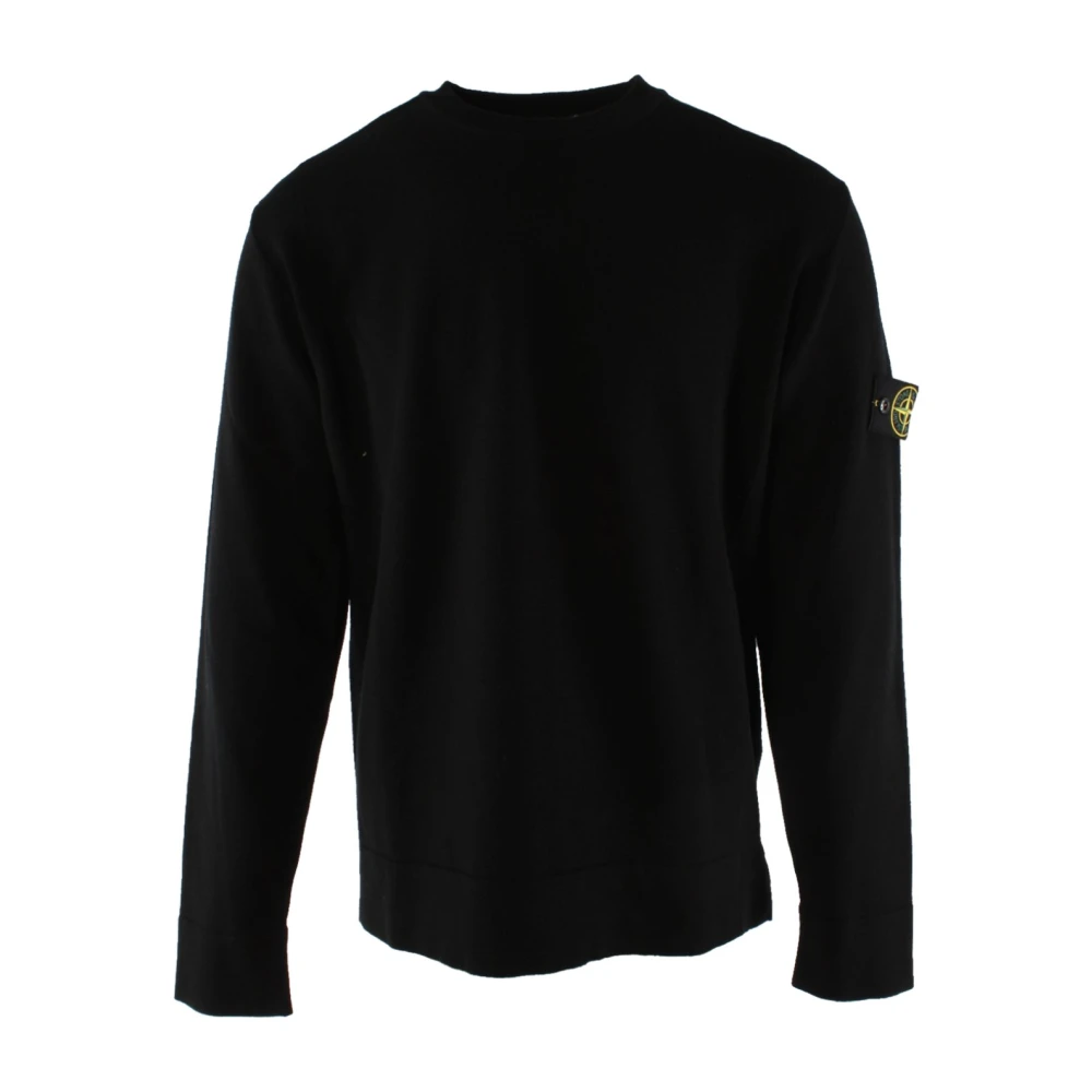 Stone Island Zwarte Wolmix Heren Trui Black Heren
