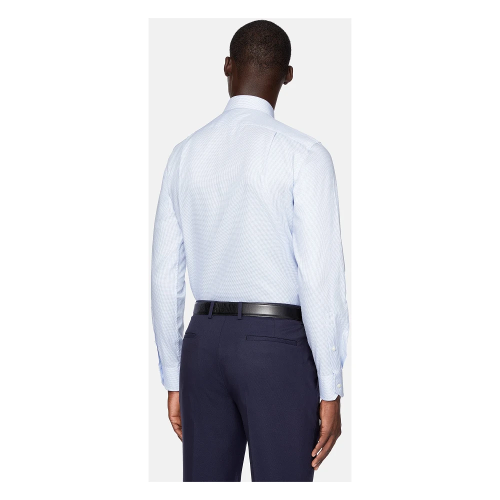 Boggi Milano Twill Checjk Windsor Kraag Overhemd Regular Fit Blue Heren