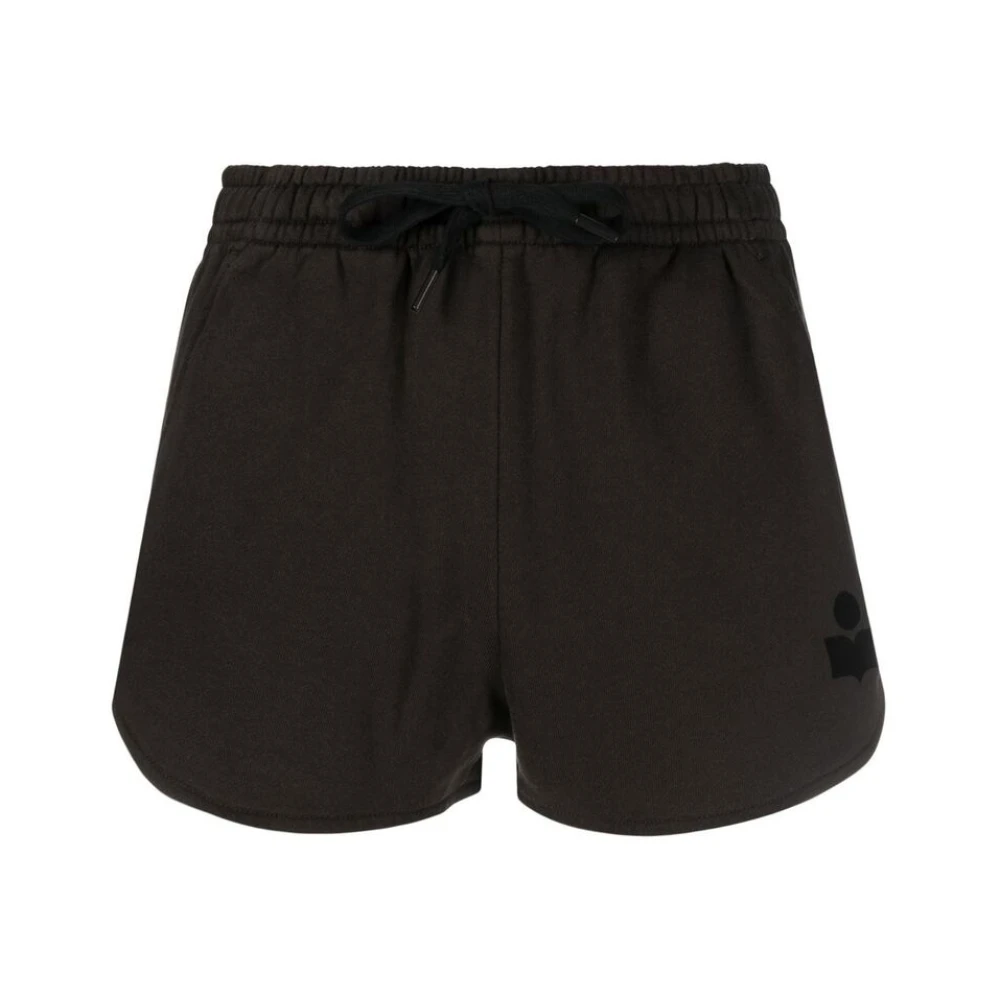 Isabel Marant Étoile Logo Print Bomulls Mini Shorts Black, Dam