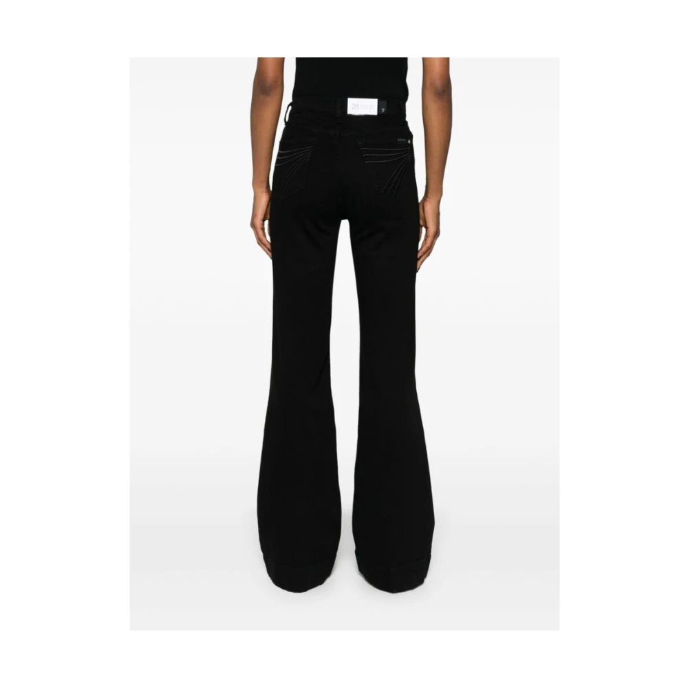 7 For All Mankind Zwarte Flared Denim Jeans Black Dames