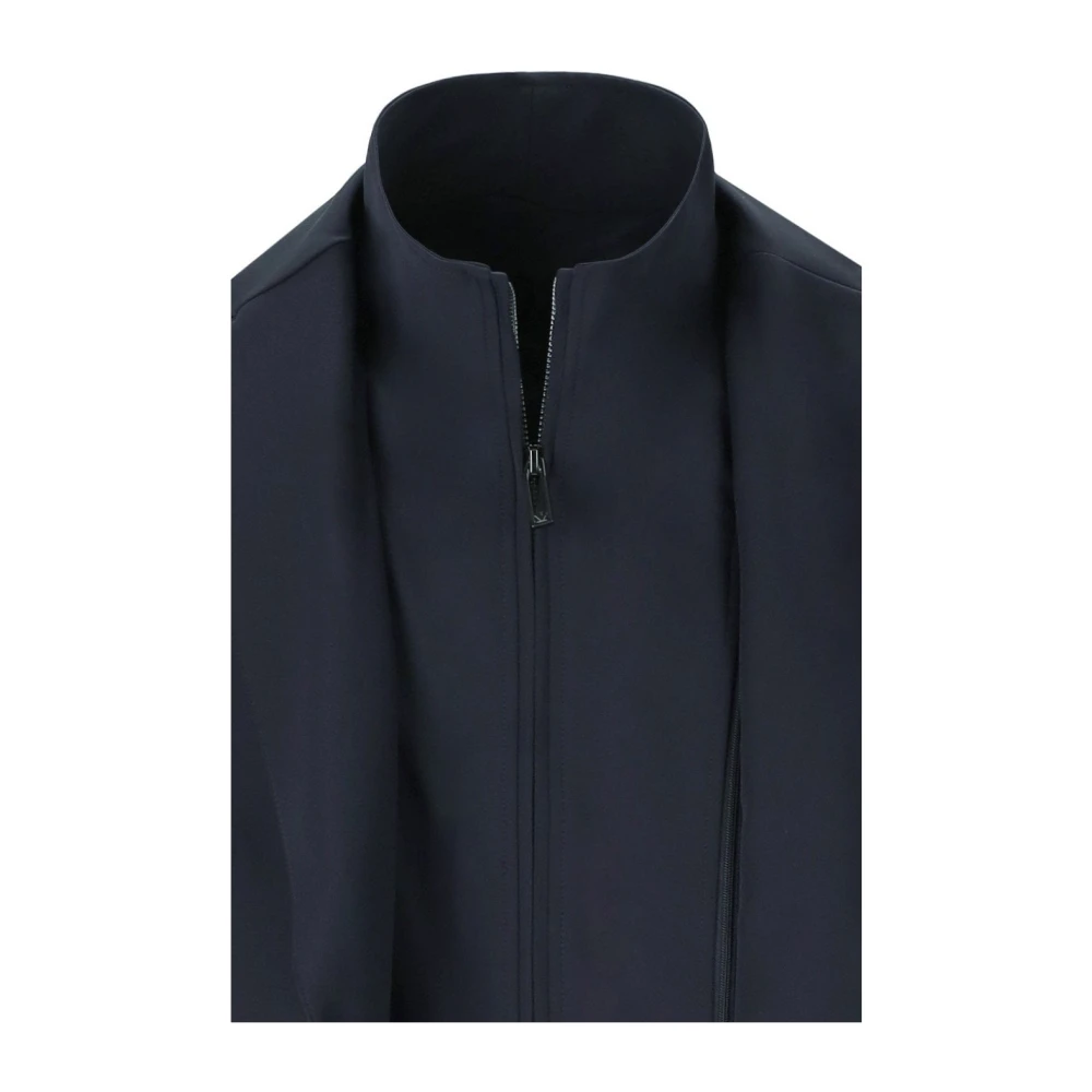 Emporio Armani Blauwe Navy High-Neck Jas Blue Heren