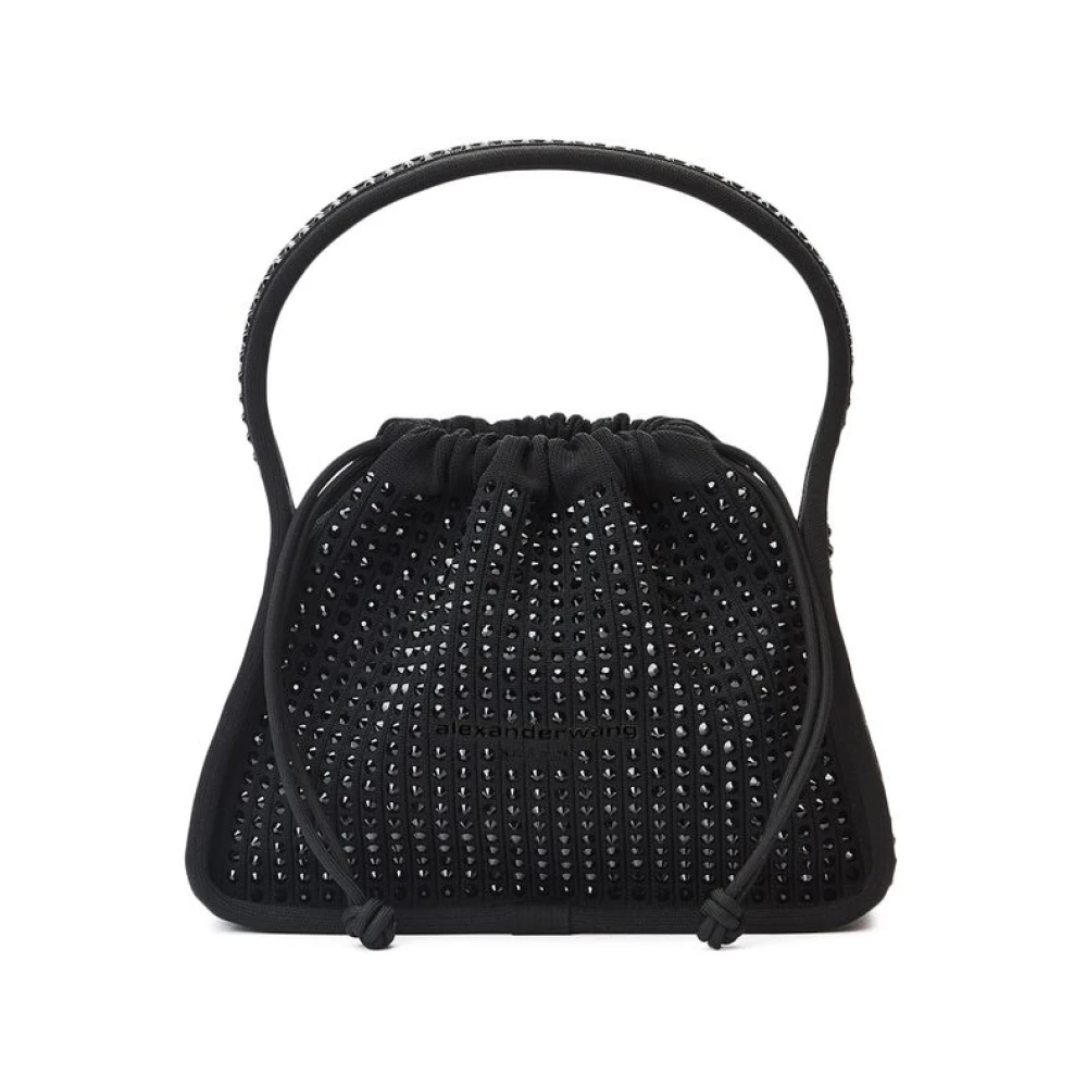 Alexander wang Zwarte Kristalversierde Trekkoordtas Black Dames