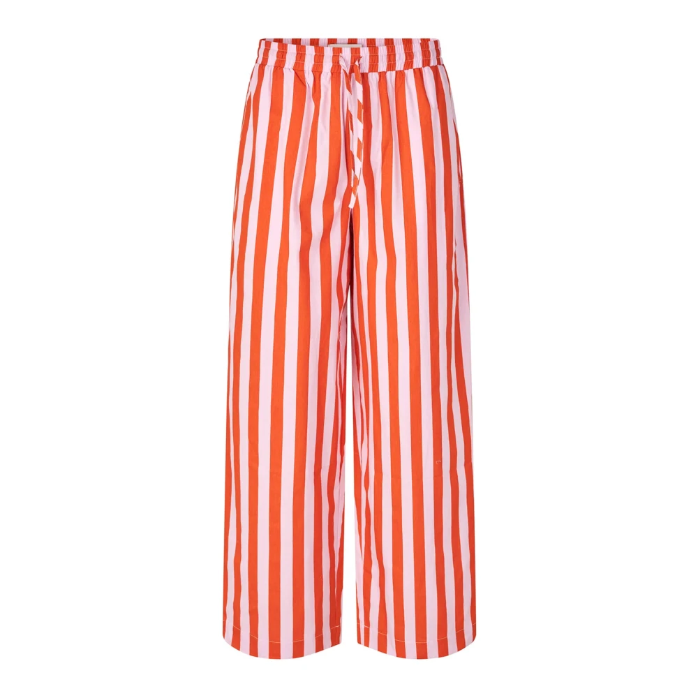 Lollys Laundry Gestreepte Katoenen Broek Ritall Stijl Red Dames