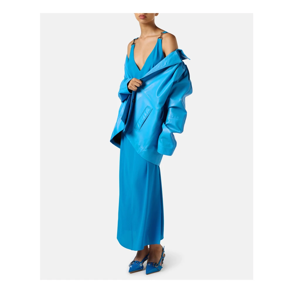 Iceberg Kobalt crêpe de Chine jurk met elegante details Blue Dames