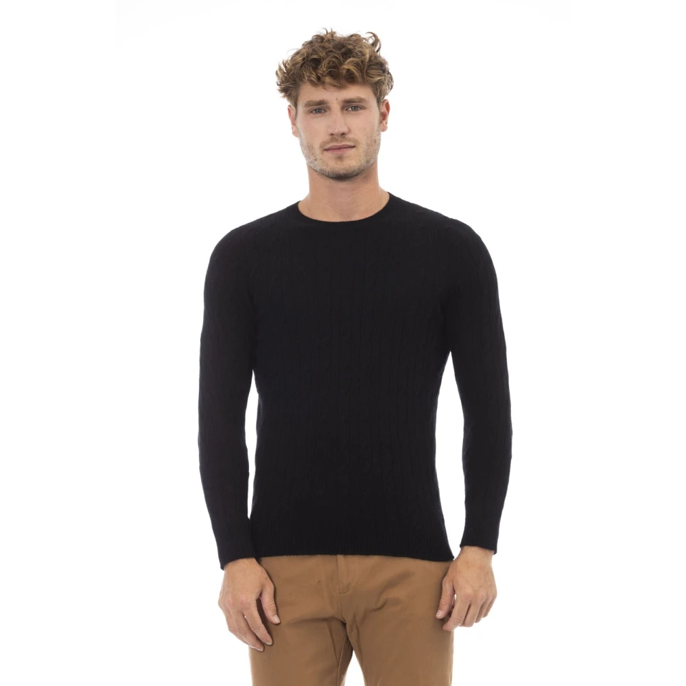Alpha Studio Ronde Hals Lange Mouw Trui Black Heren
