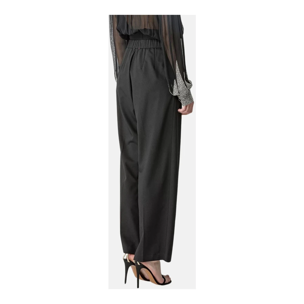 Forte Wijde broek met hoge taille en plooien Black Dames