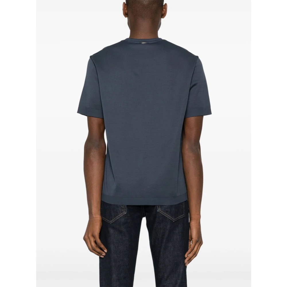 Herno Jersey Knit Effect T-Shirt Blue Heren