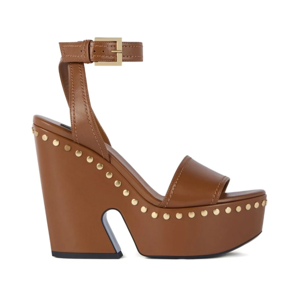 Givenchy Women's Brown High Heel Sandals, 4 Uk, Clog Platform Sandals With Studs
