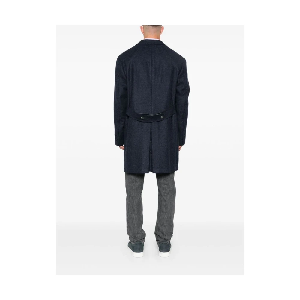 Gabo Napoli Navy Blue Wool Blend Coat Blue Heren
