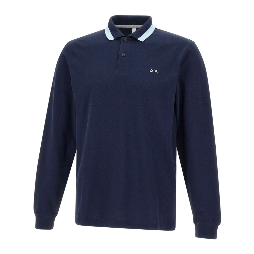 Sun68 Heren Polo Shirt met Elleboog Patches Blue Heren