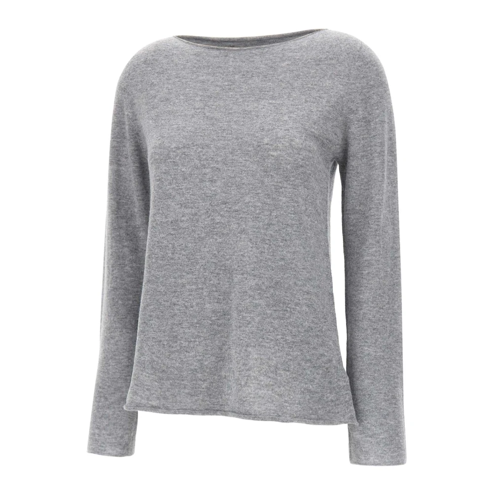 Kaos Wol Boothals Trui Grijs Gray Dames