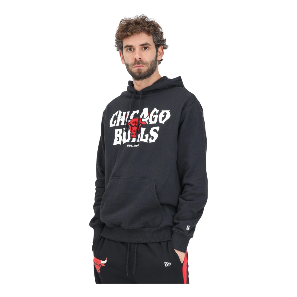 New Era Chicago Bulls NBA Grafisk Hoodie Svart Black, Herr