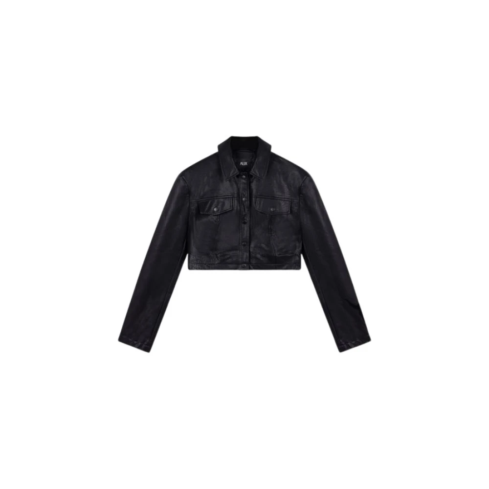 Alix The Label Faux Leather Blouse Black Dames