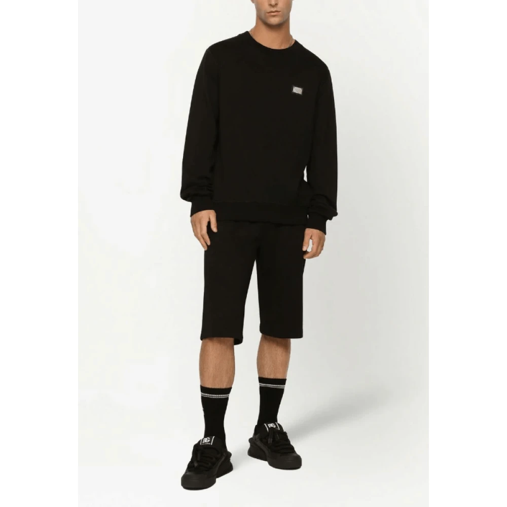 Dolce & Gabbana Logo-Plaque Jersey Shorts Black Heren