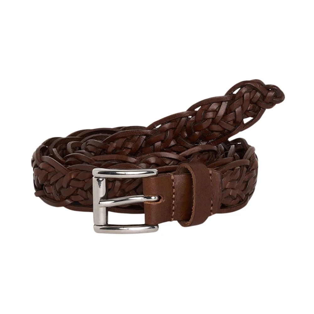 Kiton Gevlochten Kalfsleren Riem Brown Heren