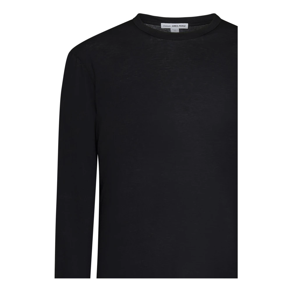 James Perse Zwarte T-shirts en Polos met Ribbed Crew Neck Black Heren