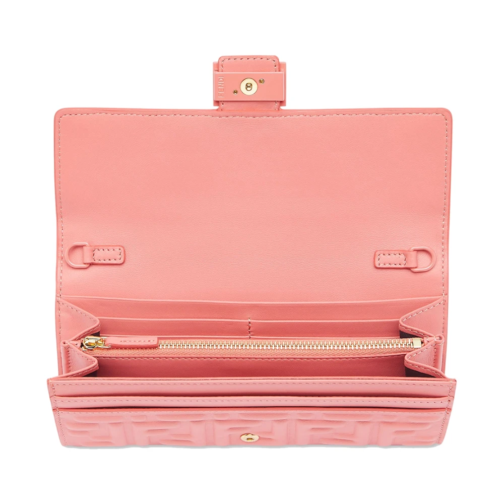 Fendi Roze Nappa Leren Portemonnee met FF Motief Pink Dames
