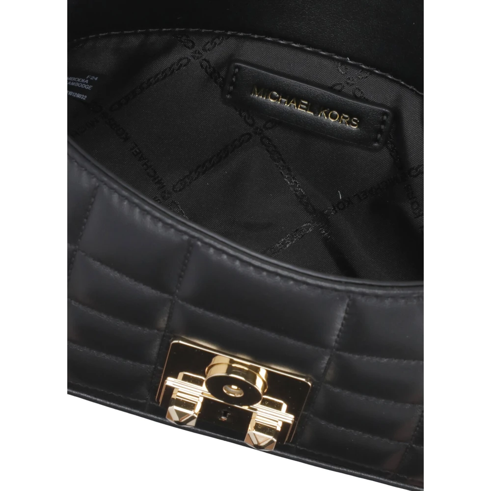 Michael Kors Zwarte leren schoudertas met klep Black Dames