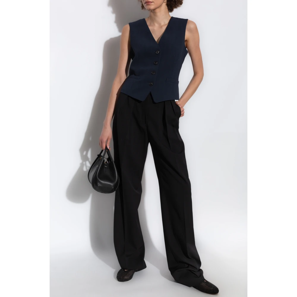 Theory Ribgebreide Vest Blue Dames