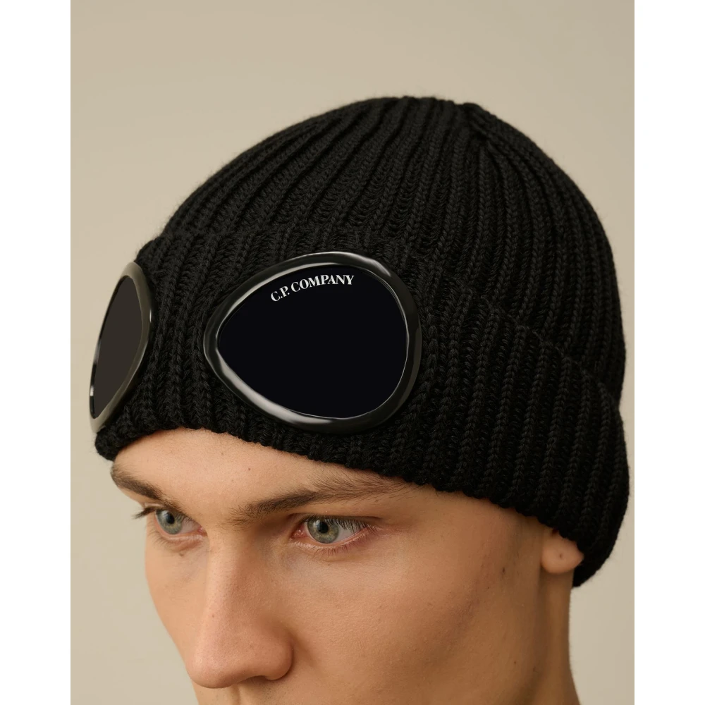 C.P. Company Wollen Goggle Beanie Muts Zwart Black Heren
