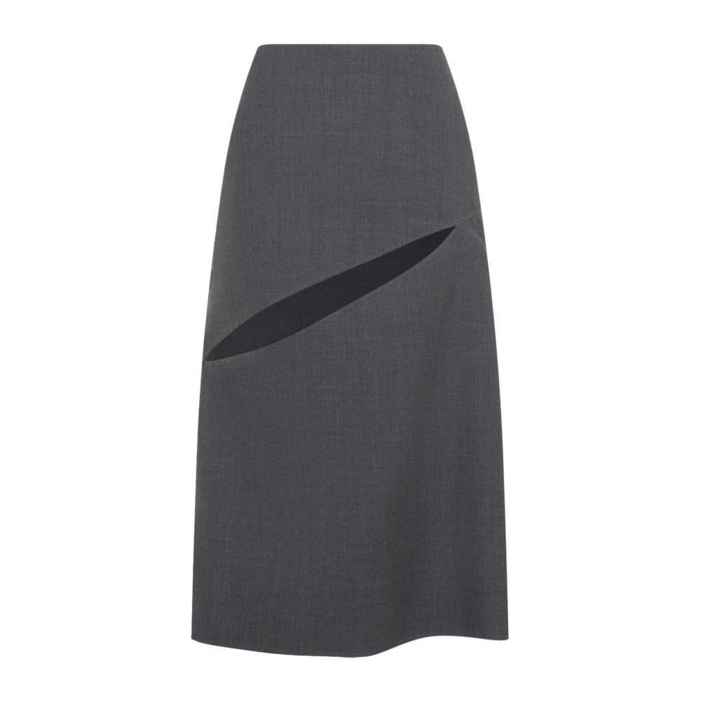 Jil Sander Women's Gray Virgin Wool Midi Skirt - Midi Skirts - Xs - Skirts