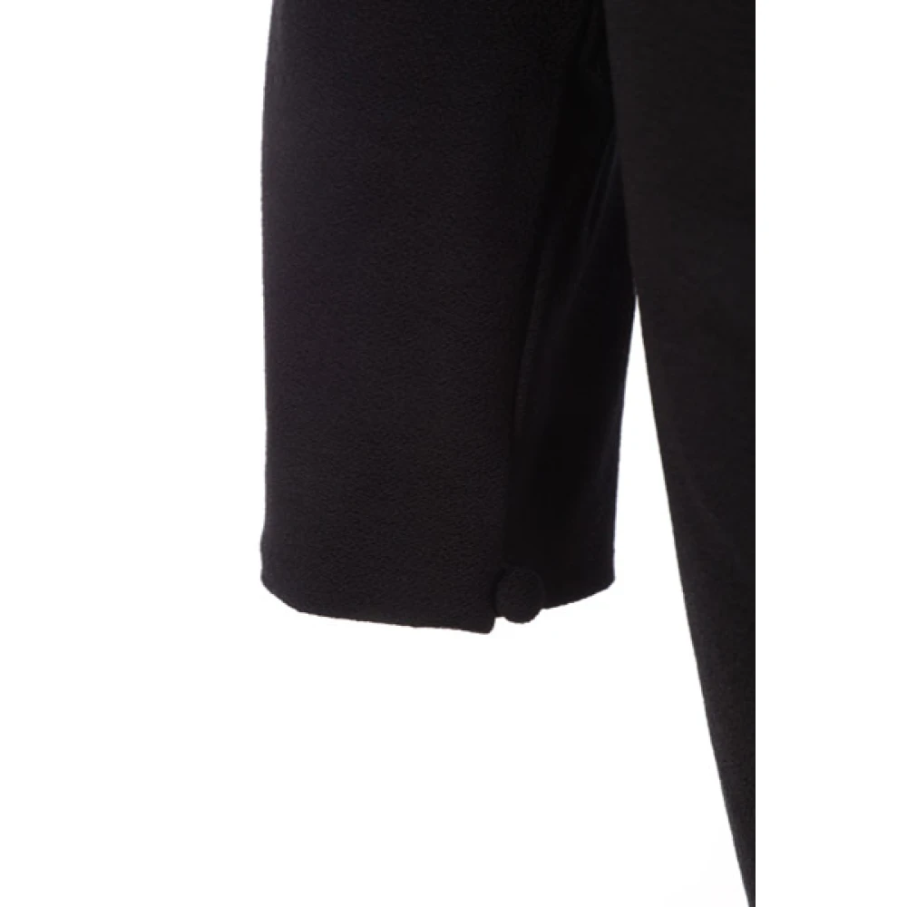 Del Core Zwarte Lange Jersey Sablé Jurk met Boothals en Zijdelingse Split Black Dames