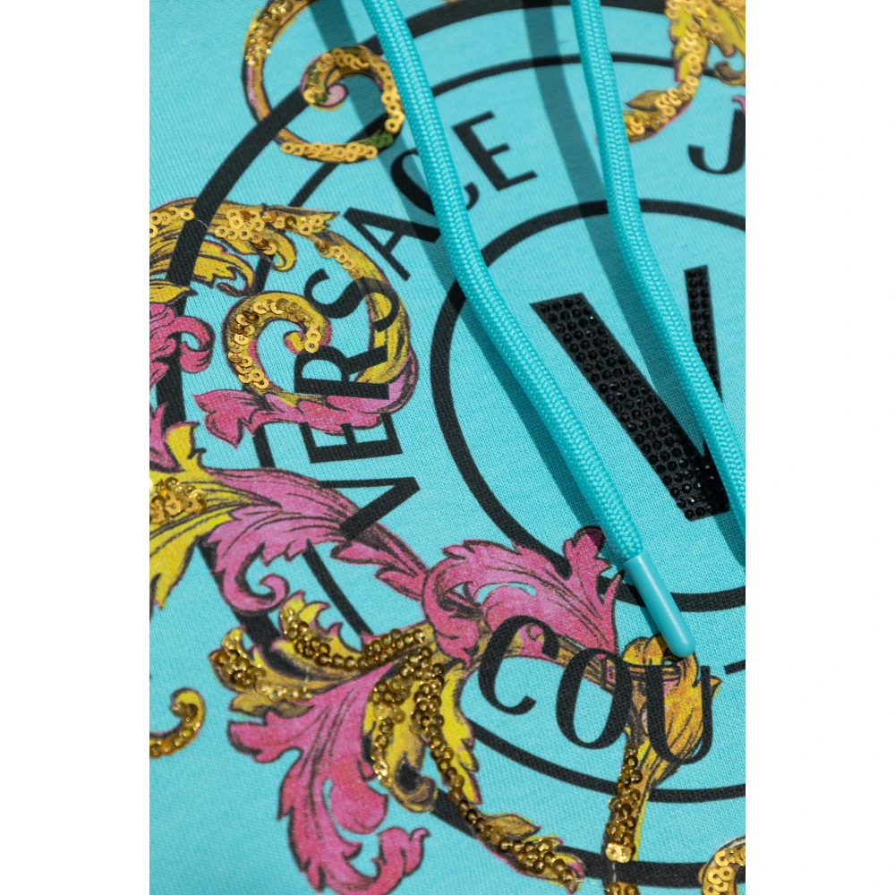Versace Jeans Couture Sweatshirt met print en glinsterende pailletten Blue Dames