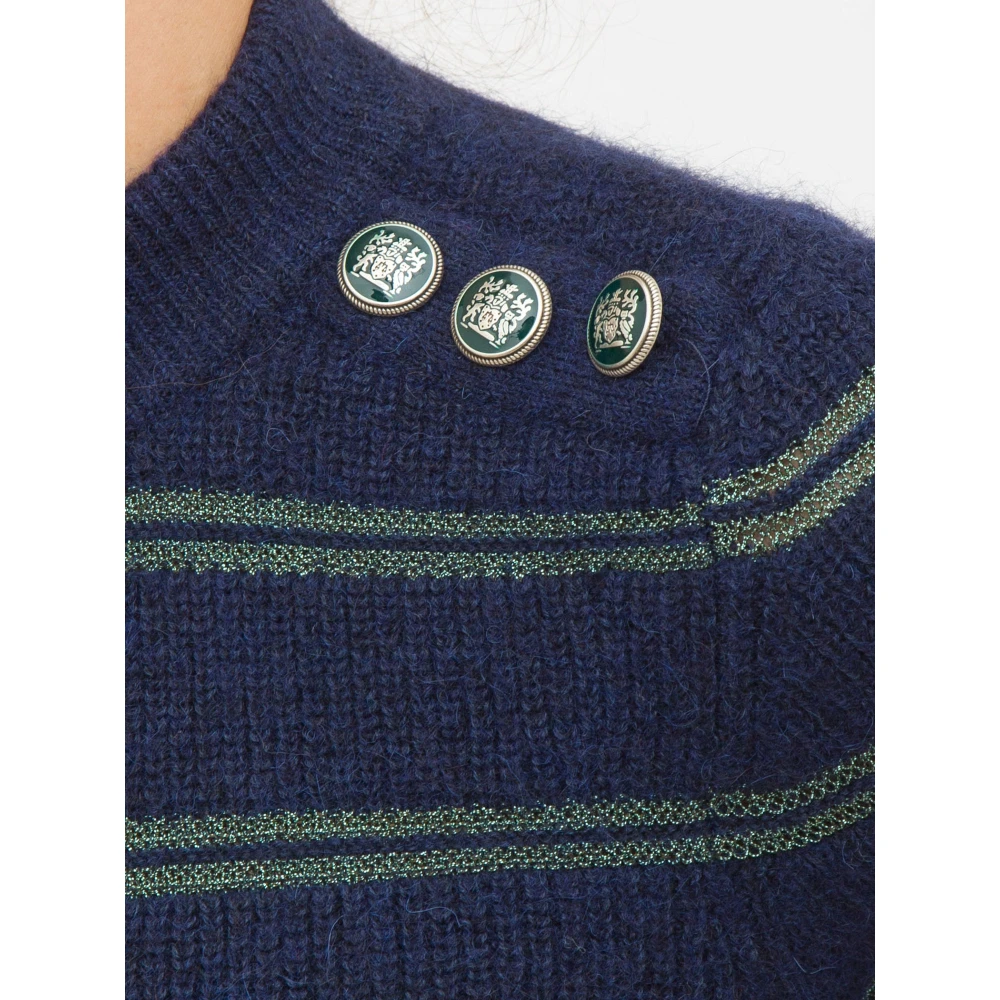 Nenette Gestreepte Blauwe Crewneck Trui Blue Dames