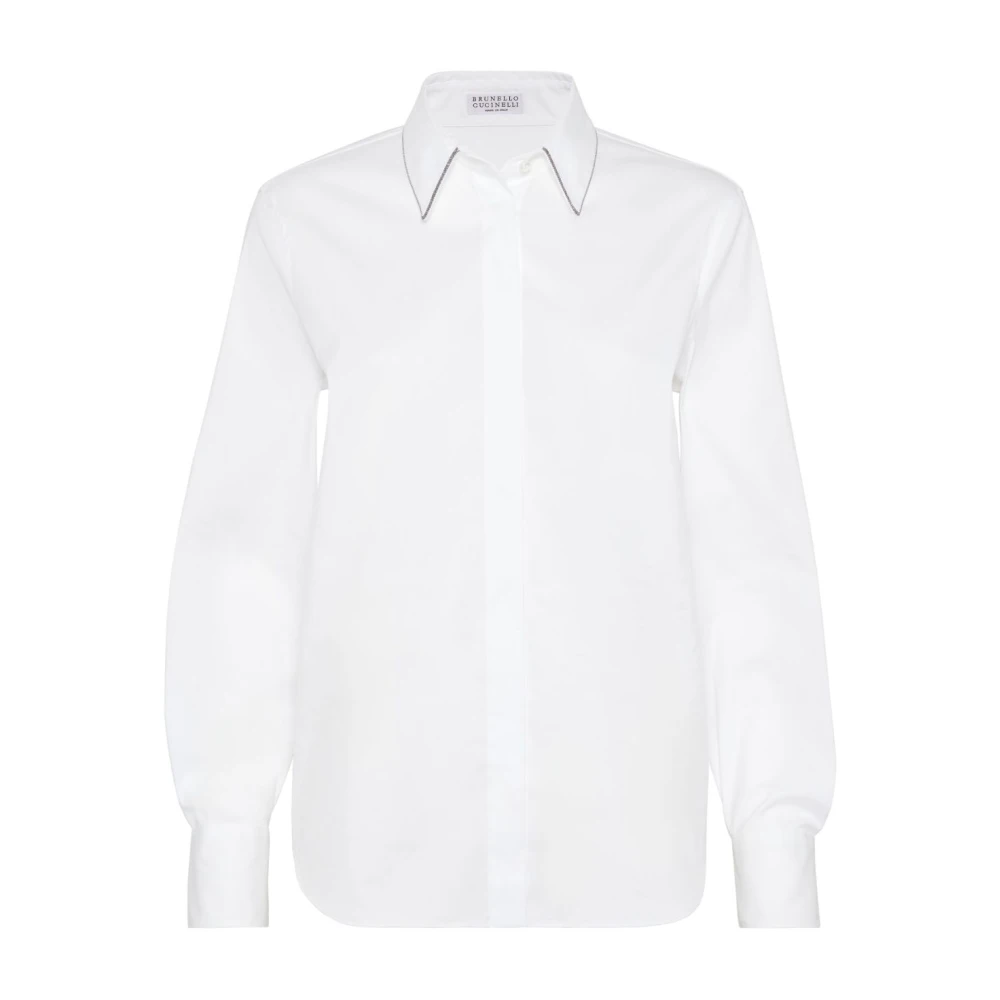 Brunello Cucinelli , Shirts, Female, White, L, Cotton Popeline Shirt