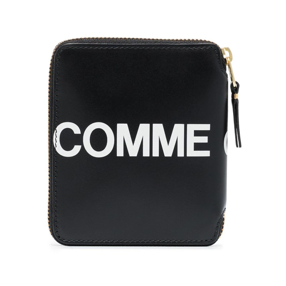 Comme des Garçons Logo Leren Portemonnee Zwart Rits Sluiting Black Heren