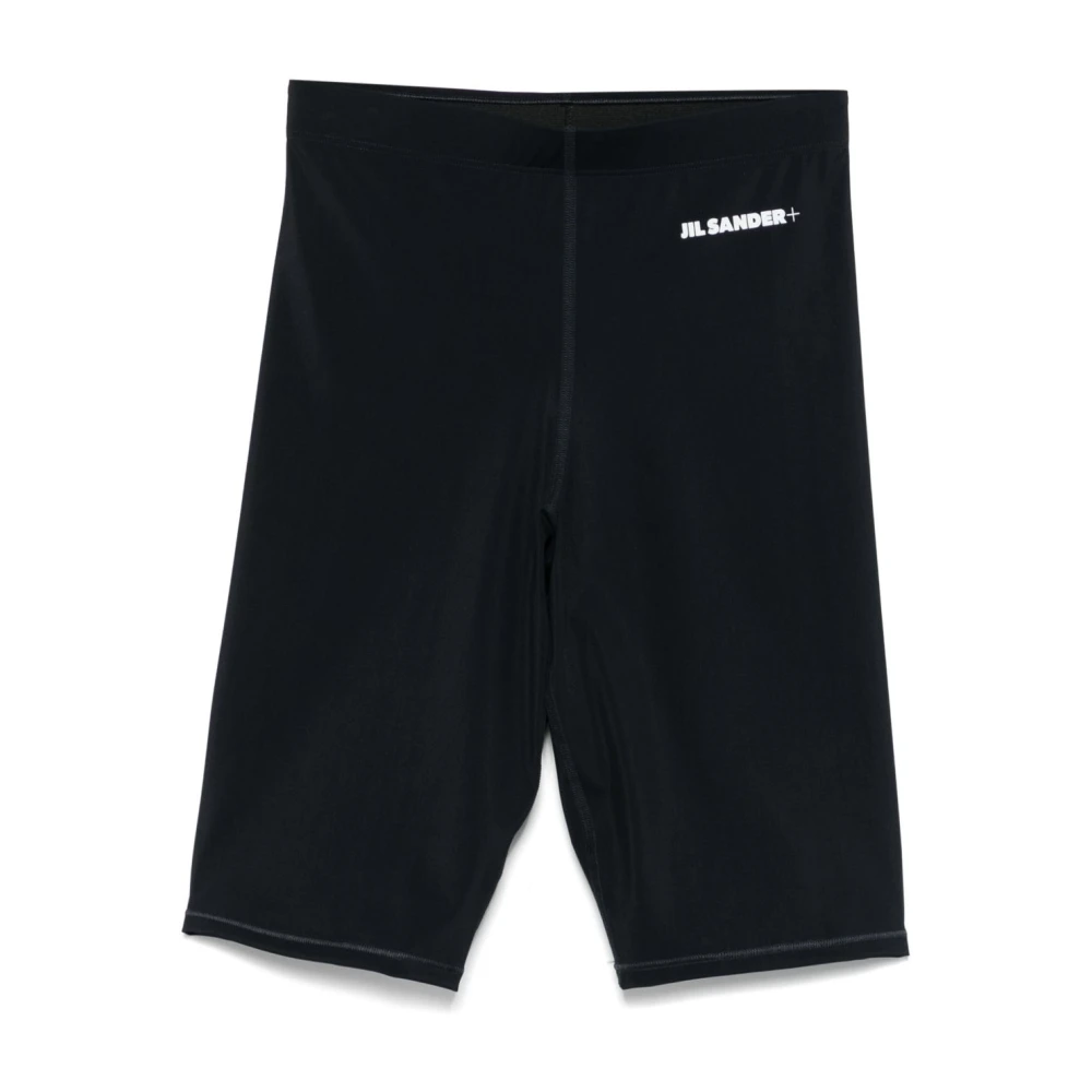 Jil Sander Blauwe Logo Fietser Shorts Stretch Blue Dames